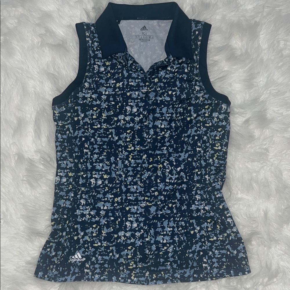 Adidas Women's Blue Patterned Sleeveless Top XS